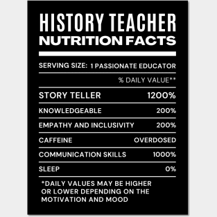 History Teacher Nutrition Facts Posters and Art